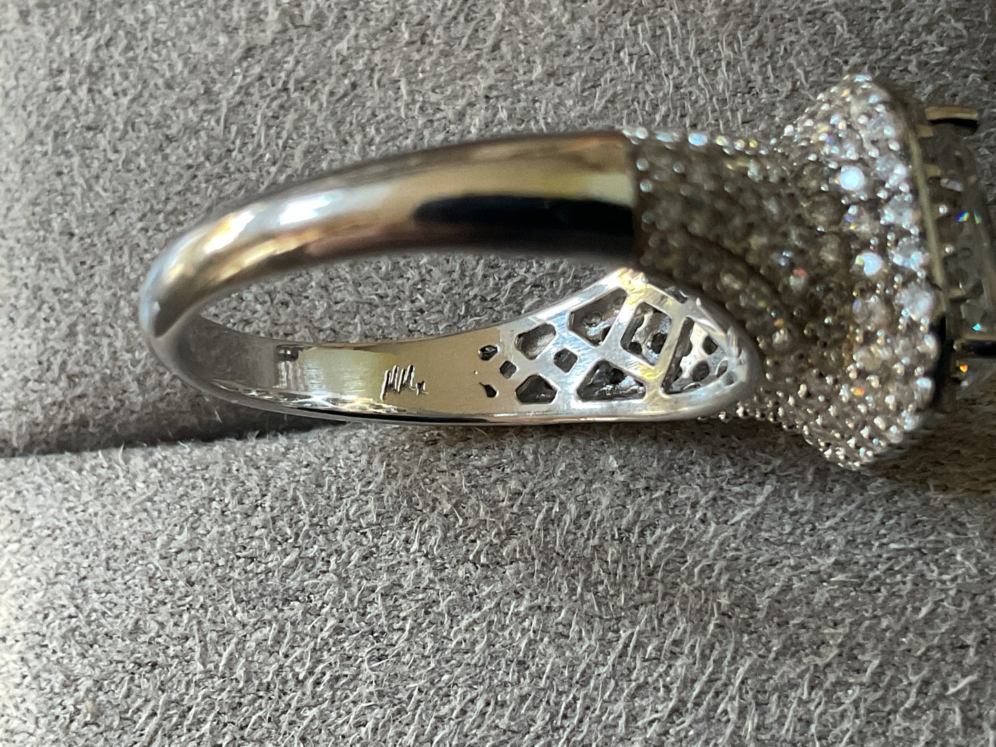 Michelle Mone 925 square cut CZ halo cluster ring size P sterling silver QVC