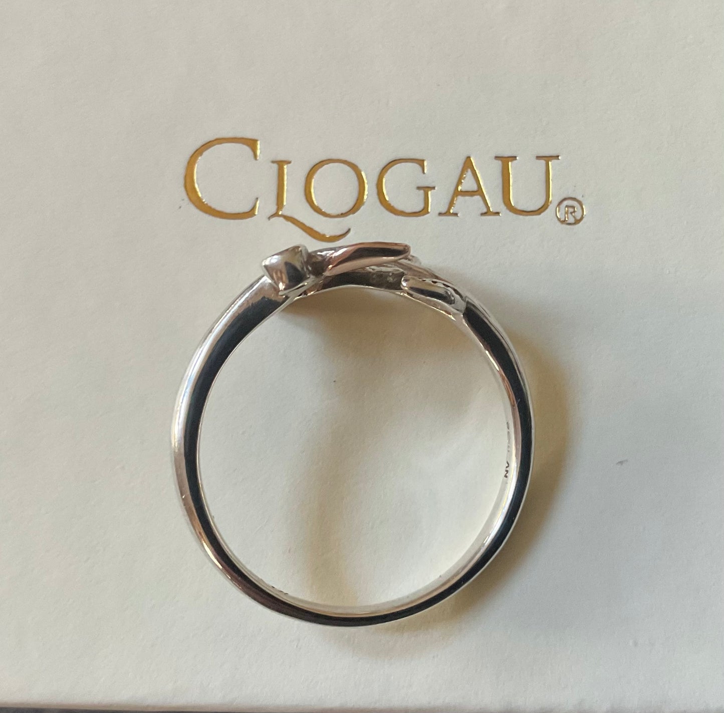 Clogau Awelon Peridot leaves ring size Q silver and rose gold