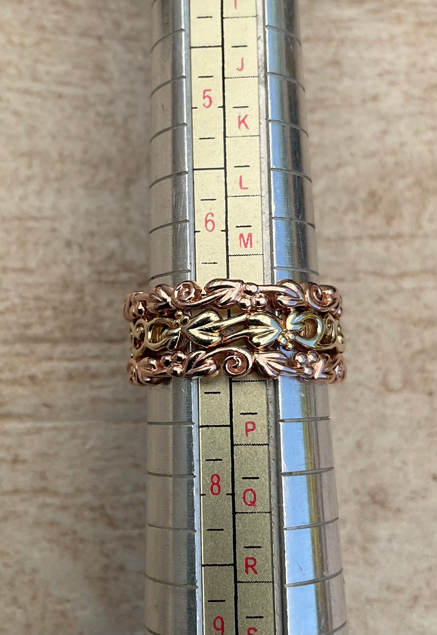 Clogau 9ct Tree of Life wide triple row ring size N1/2 yellow and rose gold 7.16g