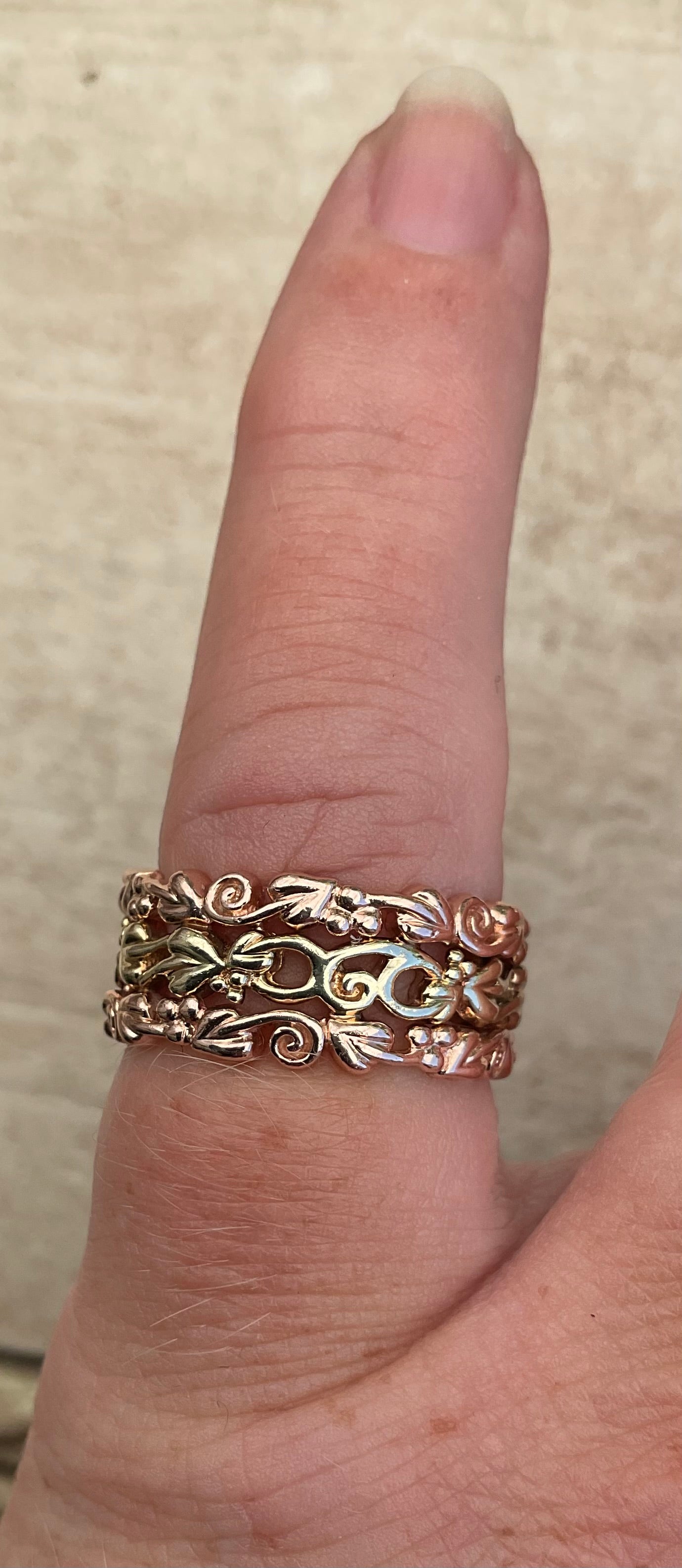 Clogau 9ct Tree of Life wide triple row ring size N1/2 yellow and rose gold 7.16g