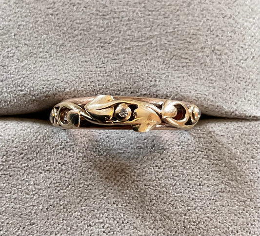 Rare Clogau 9ct 3 Diamond Tree of Life ring size M1/2 yellow and rose gold