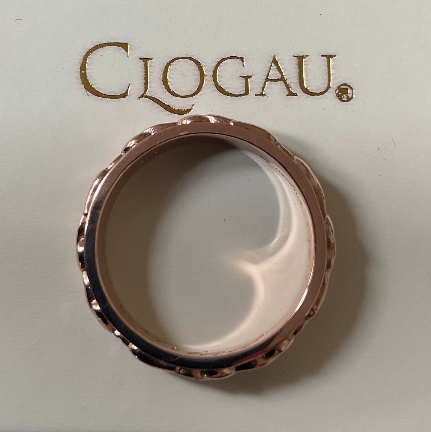 Unisex Clogau Welsh 9ct Rose Gold 5mm Tree of Life Cariad Wedding Band Ring SIZE P