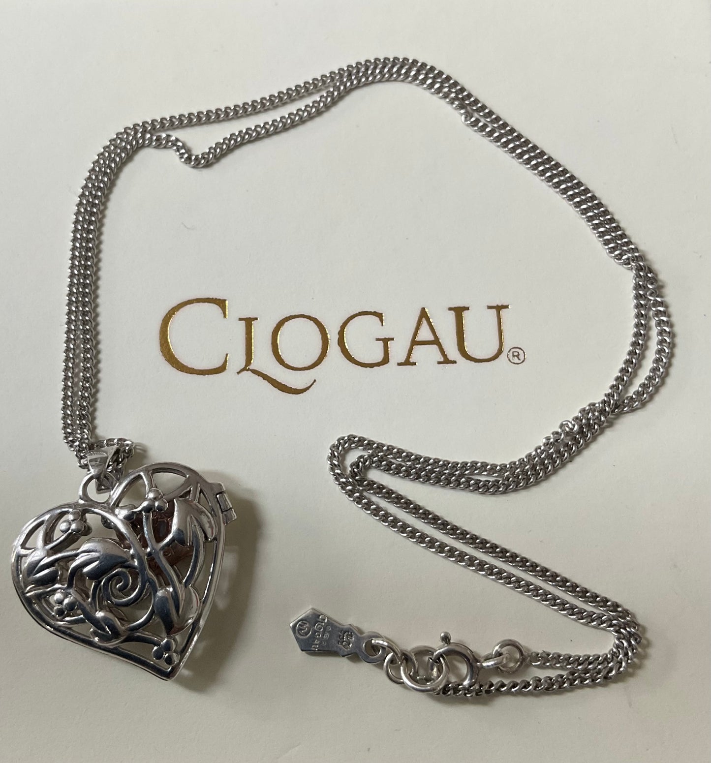Clogau Hanging Heart Tree of Life Locket Pendant necklace 18” silver and rose gold