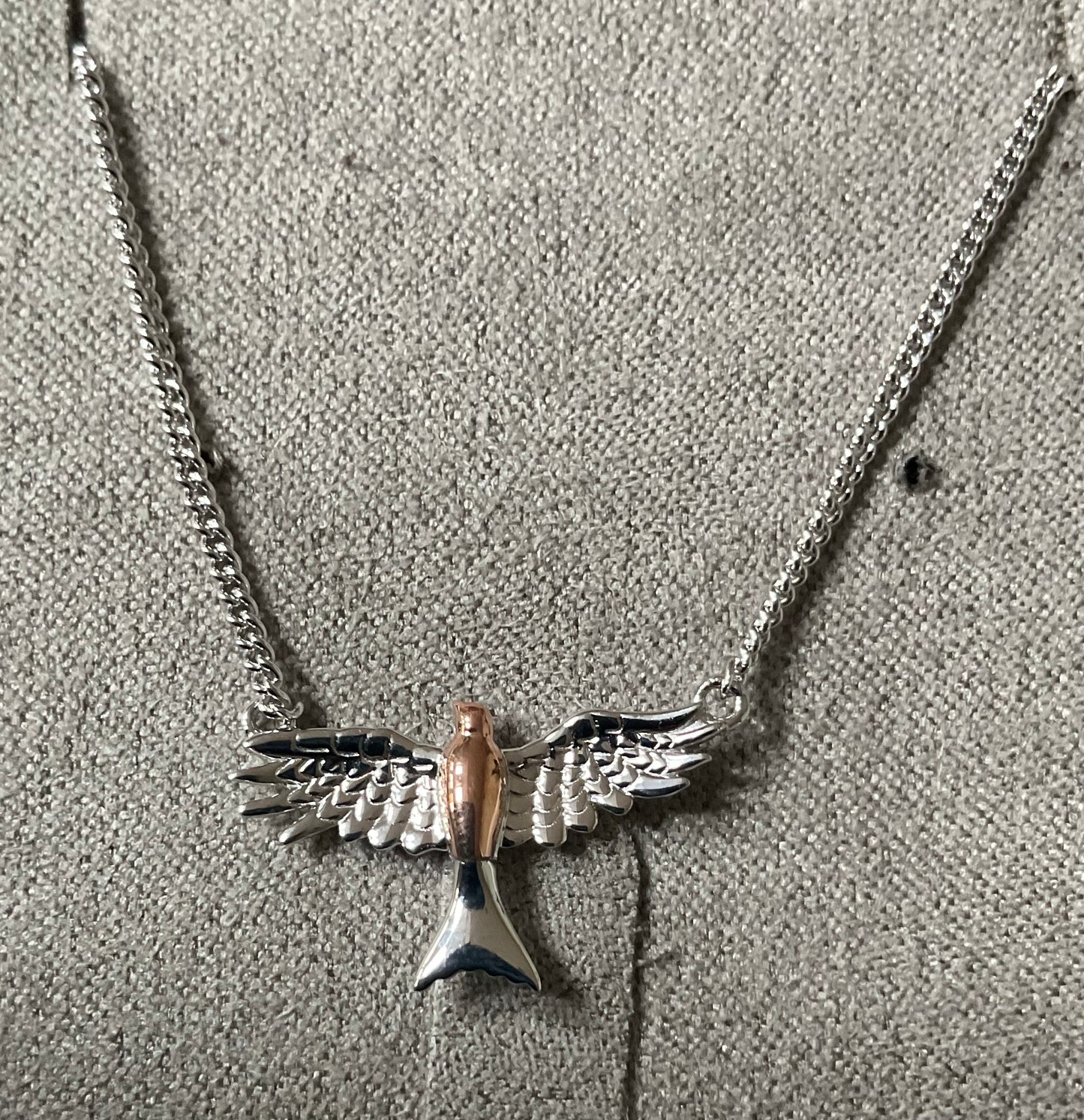 Clogau Red Kite necklace 18” in silver and rose gold
