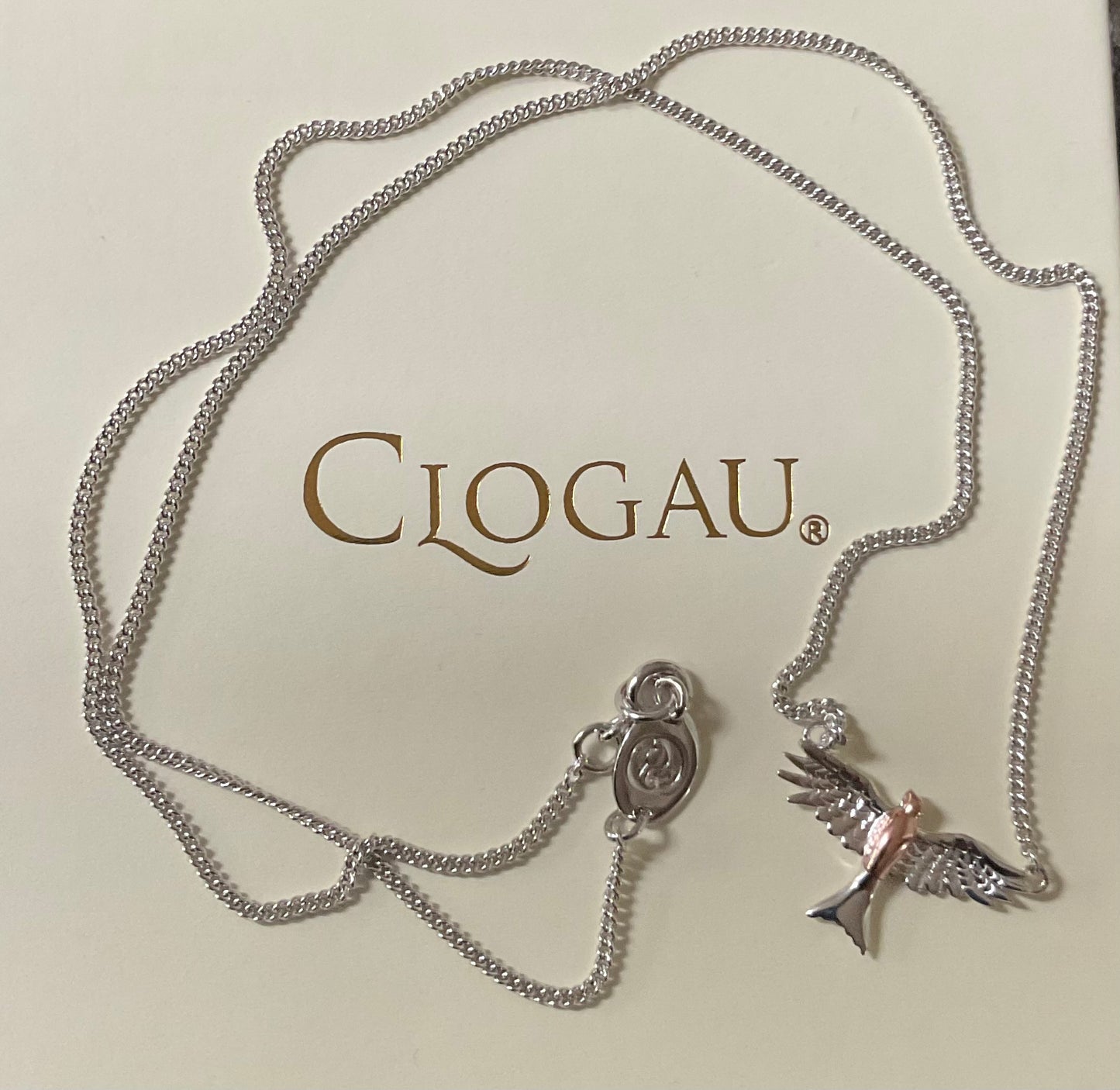 Clogau Red Kite necklace 18” in silver and rose gold