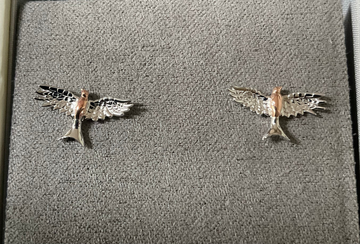 Clogau Red Kite stud earrings in silver and rose gold