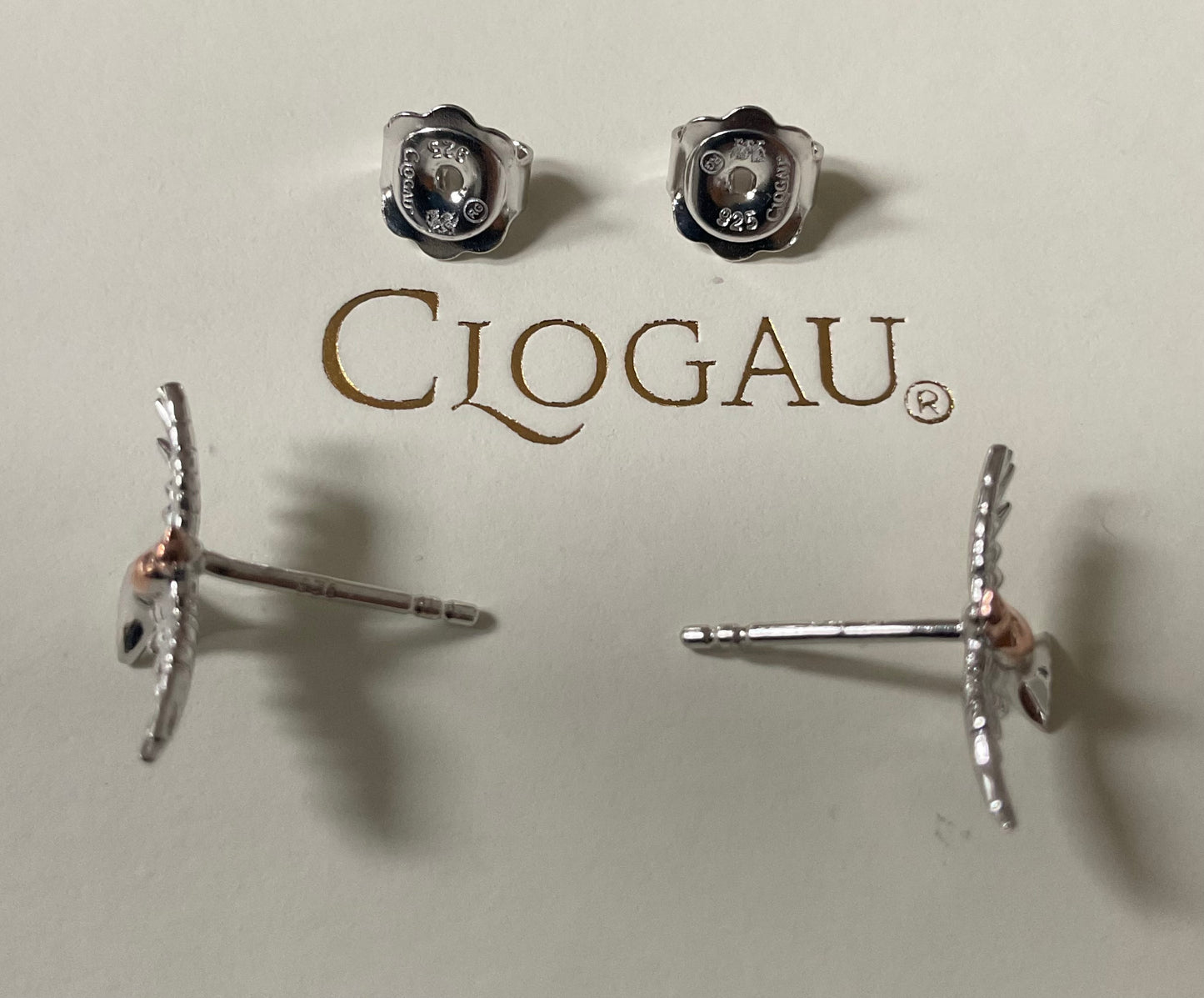 Clogau Red Kite stud earrings in silver and rose gold