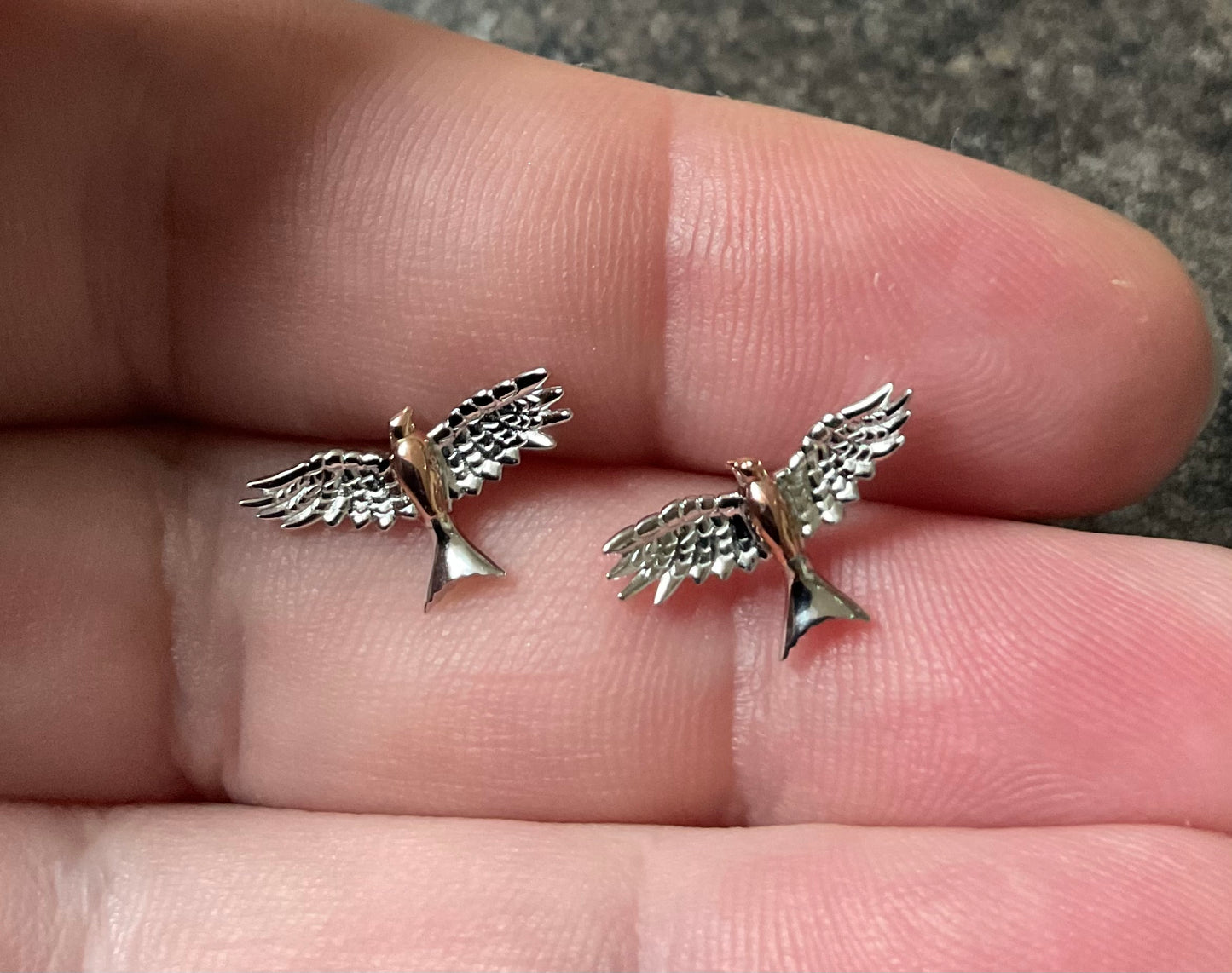 Clogau Red Kite stud earrings in silver and rose gold