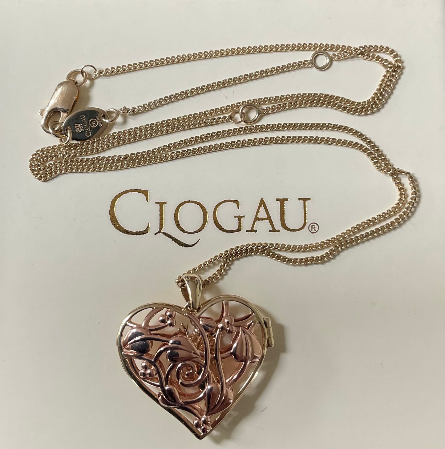 Clogau 9ct Fairy Heart Locket necklace 18-22” in yellow and rose gold RRP £1,100