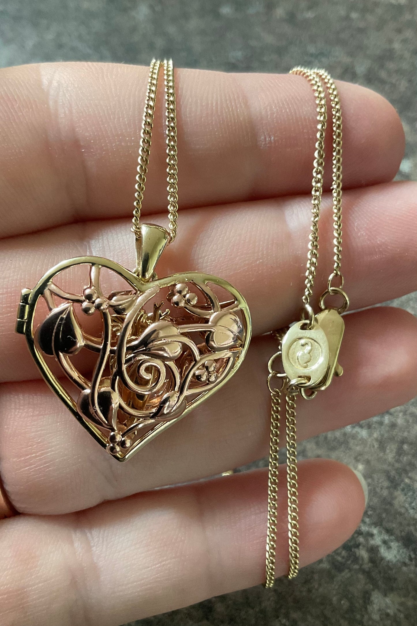 Clogau 9ct Fairy Heart Locket necklace 18-22” in yellow and rose gold RRP £1,100