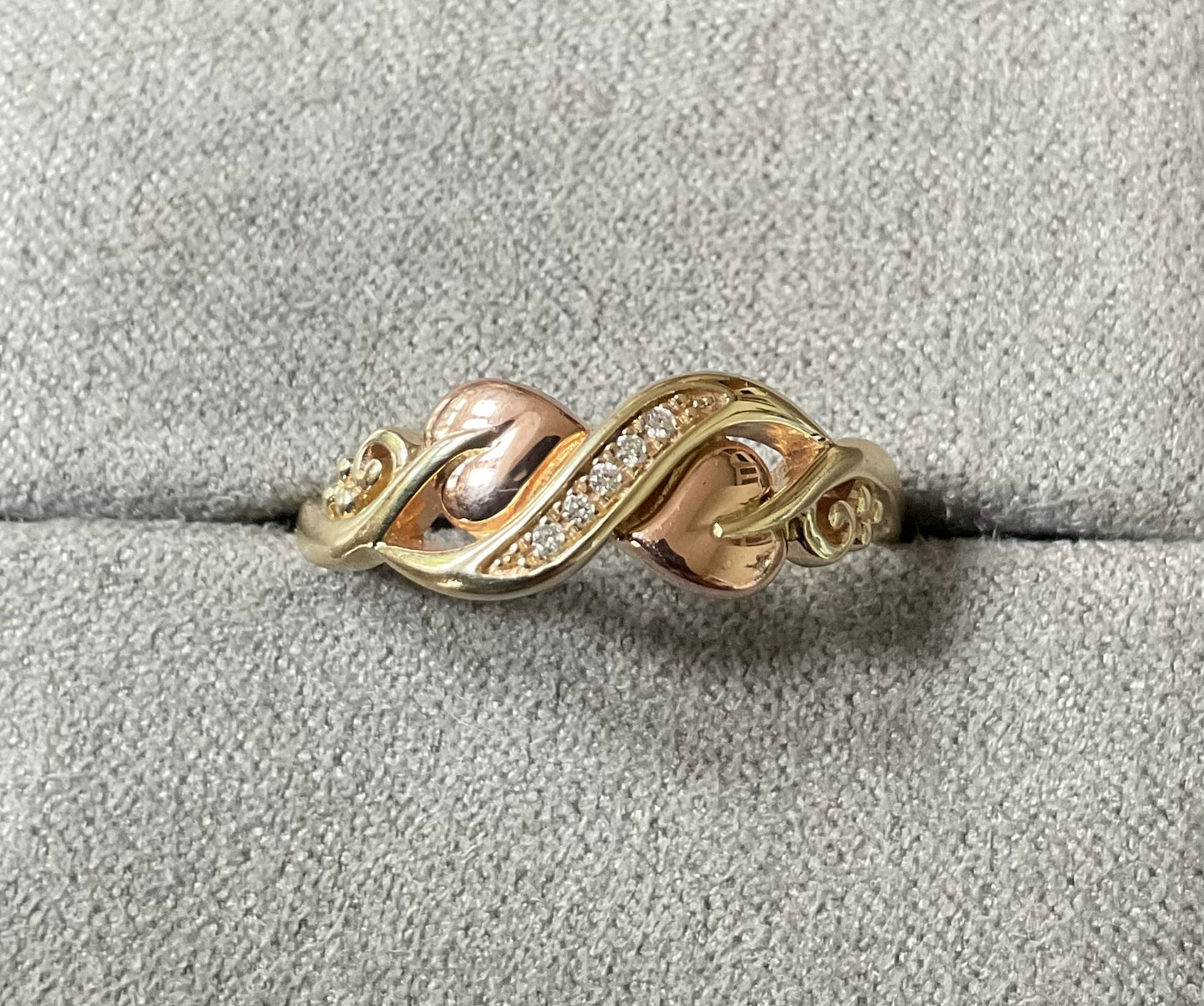 Clogau 9ct Tree of Life Diamond ring size P-P1/2 yellow and rose gold