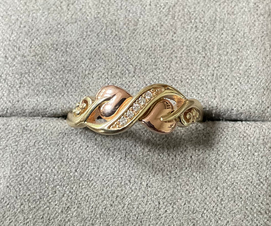 Clogau 9ct Tree of Life Diamond ring size P-P1/2 yellow and rose gold