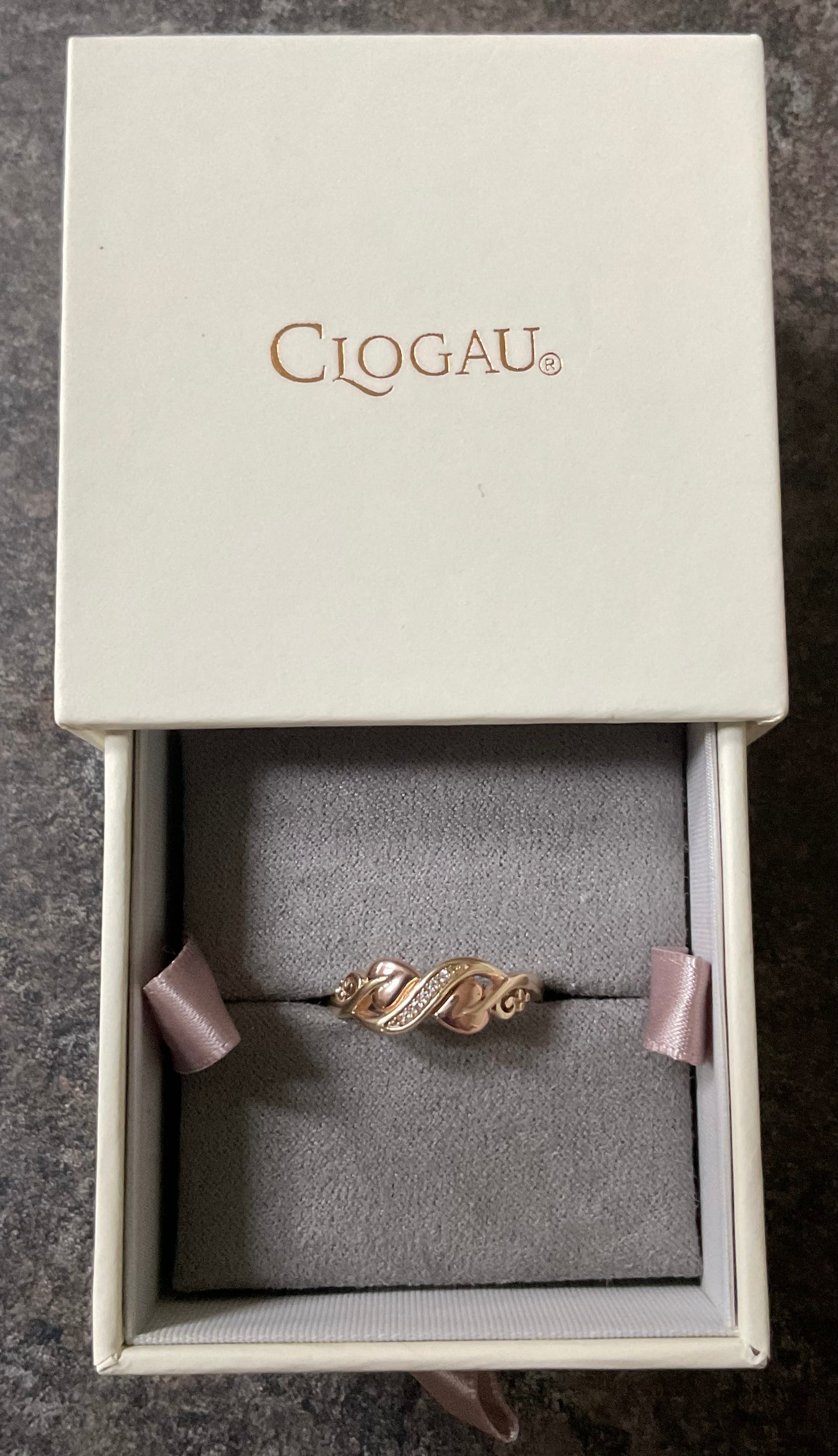 Clogau 9ct Tree of Life Diamond ring size P-P1/2 yellow and rose gold