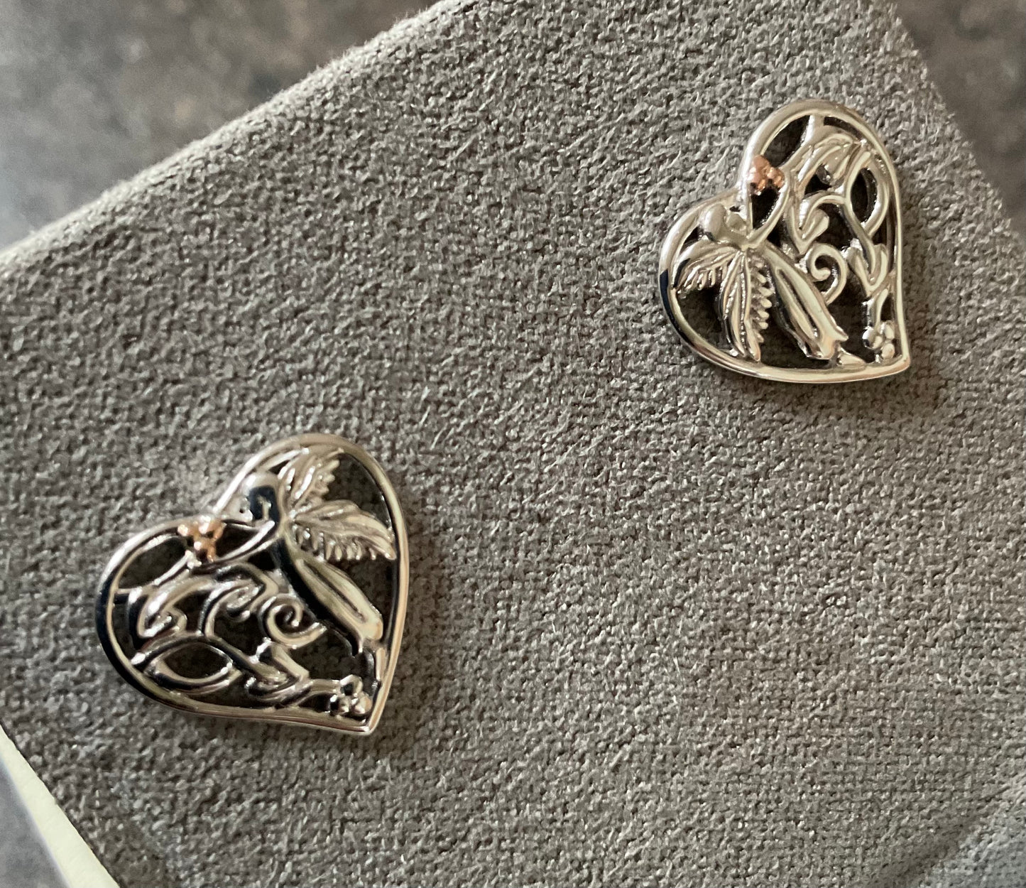 Clogau RARE Fairy Heart Tree of Life stud earrings in silver and rose gold