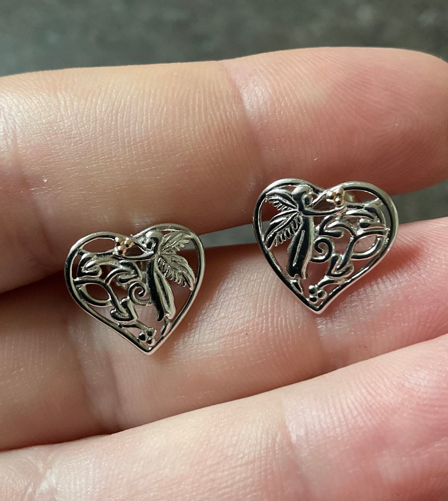 Clogau RARE Fairy Heart Tree of Life stud earrings in silver and rose gold