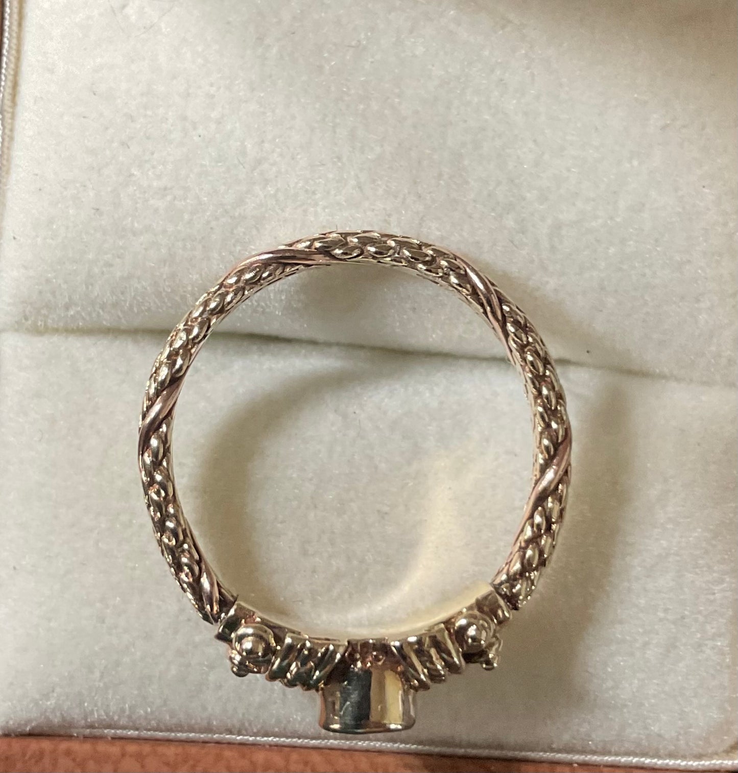 Clogau 9ct Rare Vintage Amethyst Cabochon Byzantine Weave ring size O 1995 yellow and rose gold