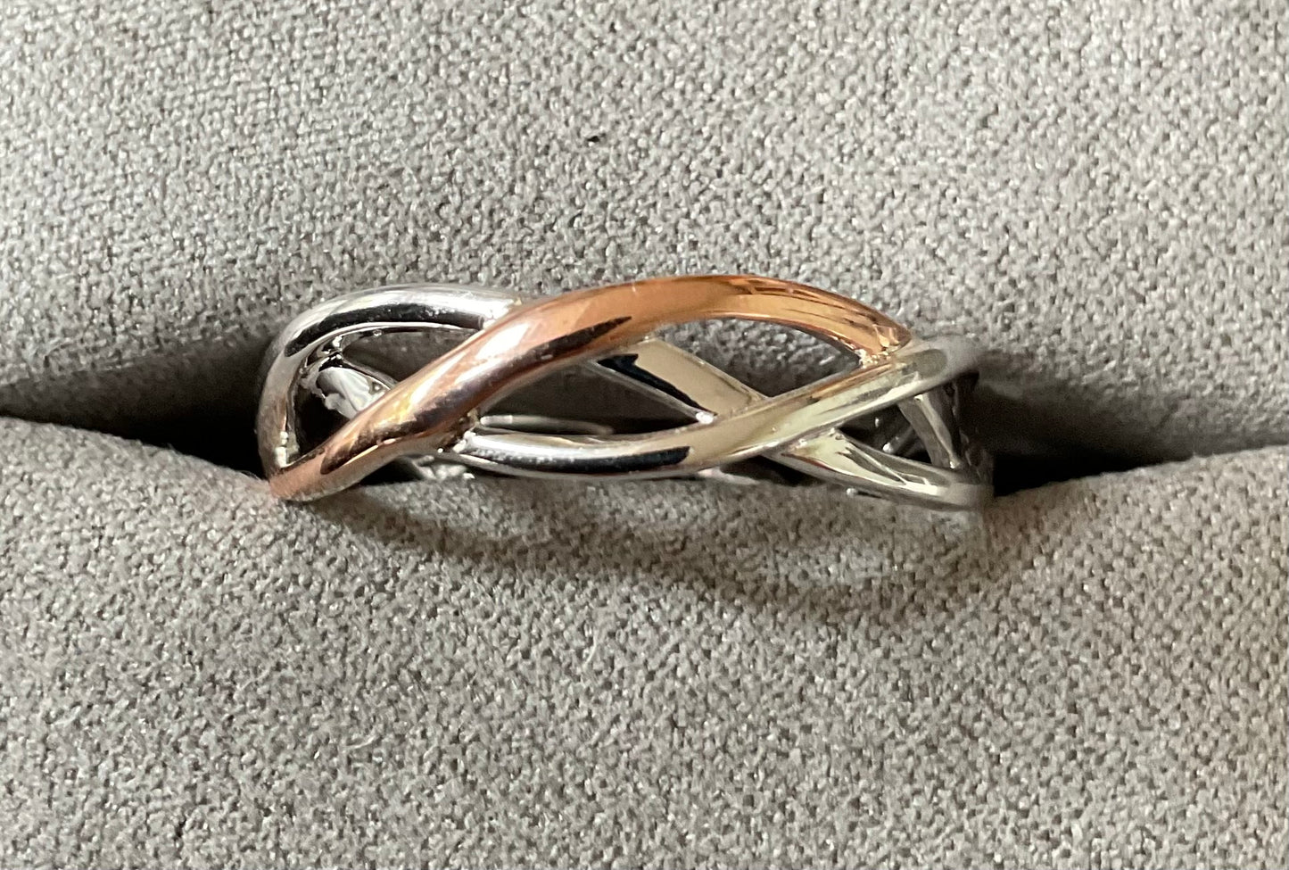 Clogau Celtic Weave silver and rose gold ring size O and T