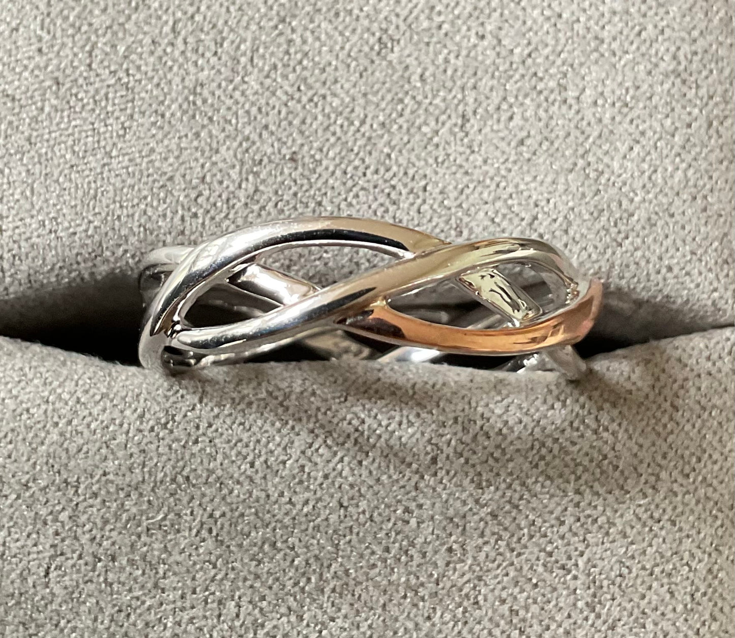 Clogau Celtic Weave silver and rose gold ring size O and T