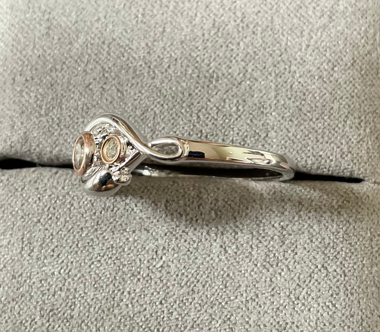 Clogau Pistyll Rhaeadr white topaz waterfall ring in silver and rose gold sizes Q and T available
