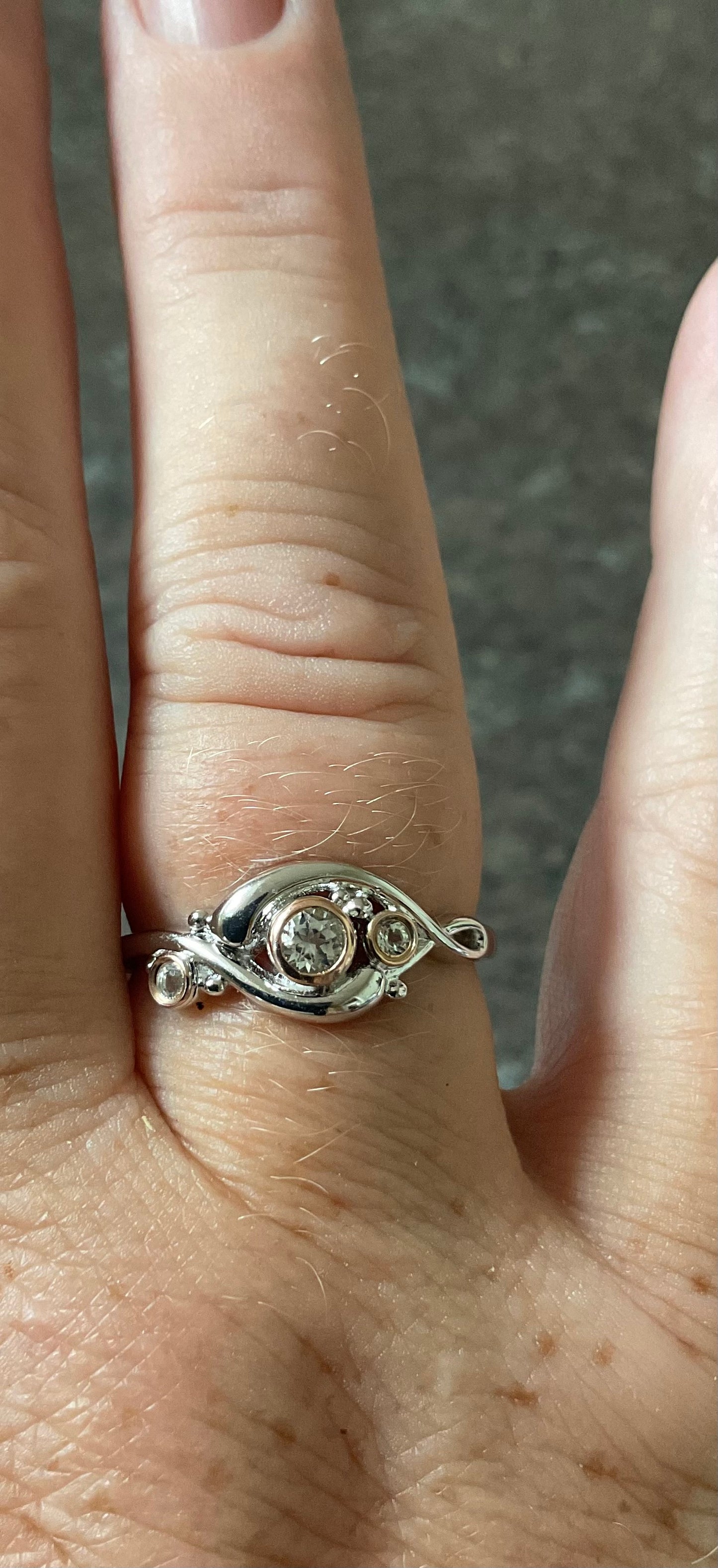 Clogau Pistyll Rhaeadr white topaz waterfall ring in silver and rose gold sizes Q and T available