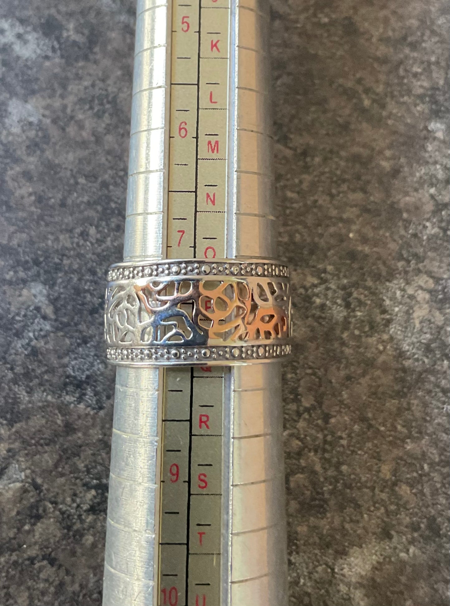 Clogau Royal Roses Wide Band ring size P silver and rose gold