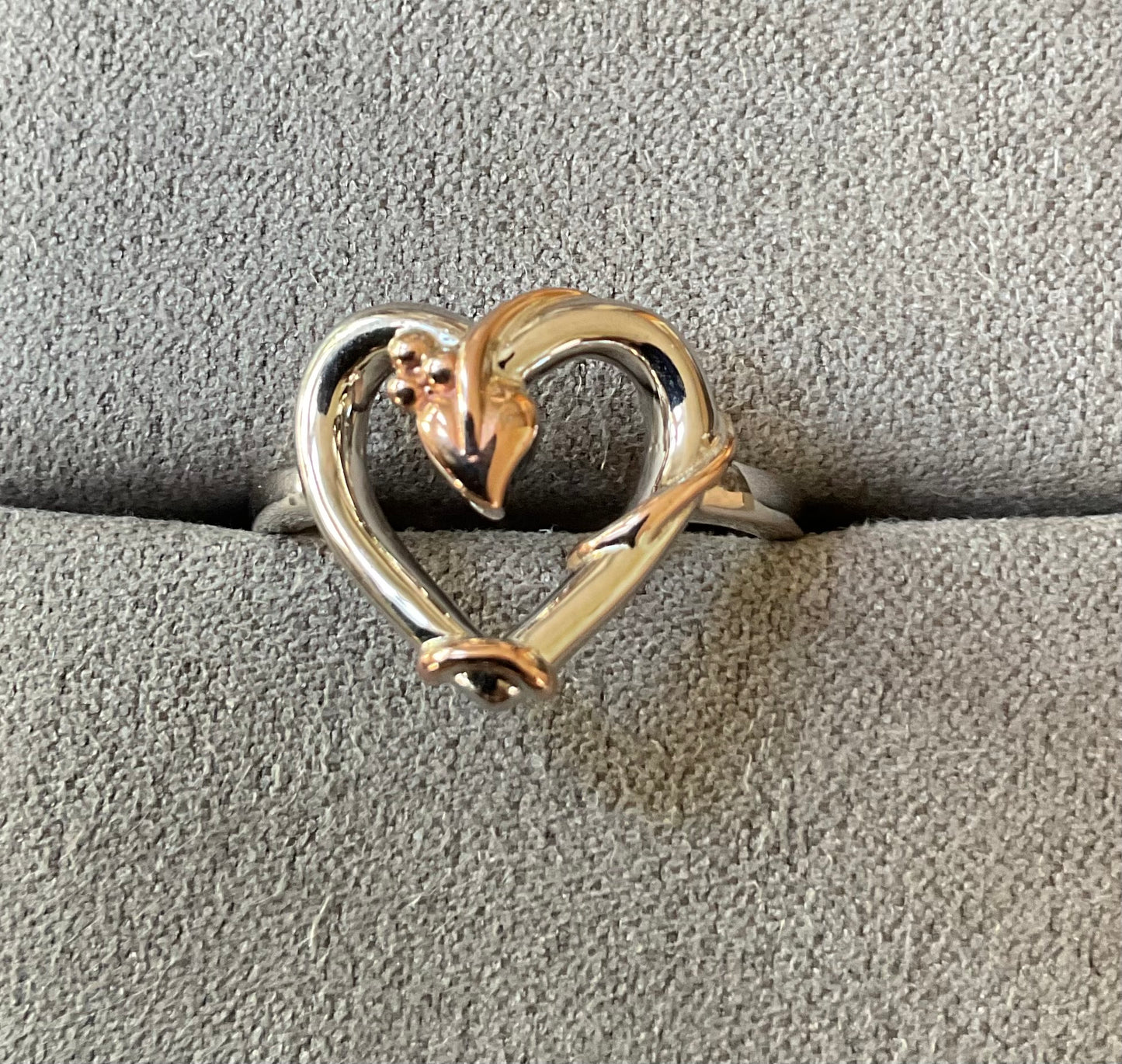 Clogau Tree of Life Vine Heart ring size P in silver and rose gold