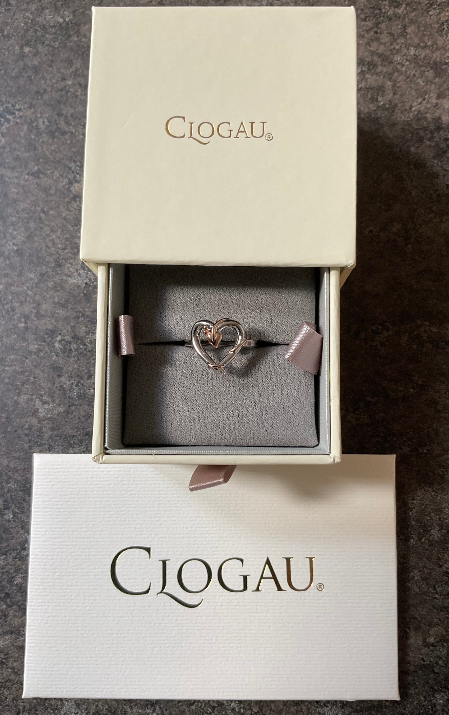 Clogau Tree of Life Vine Heart ring size P in silver and rose gold