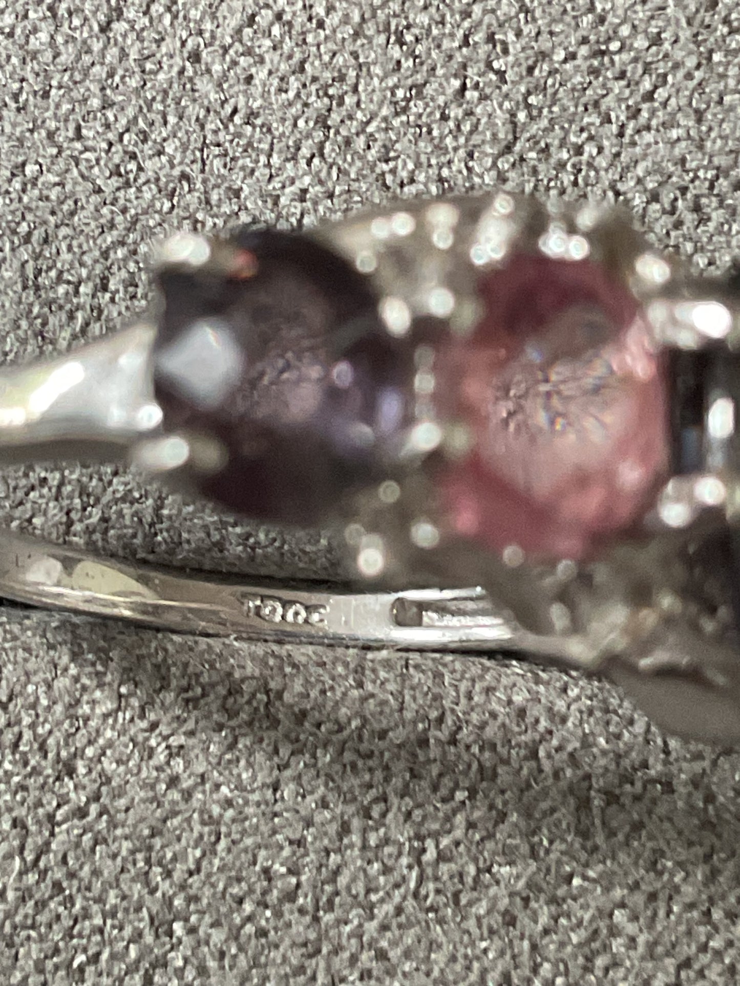 925 Multicolour Spinel 5 stone silver ring with clear stones size L1/2 TGGC