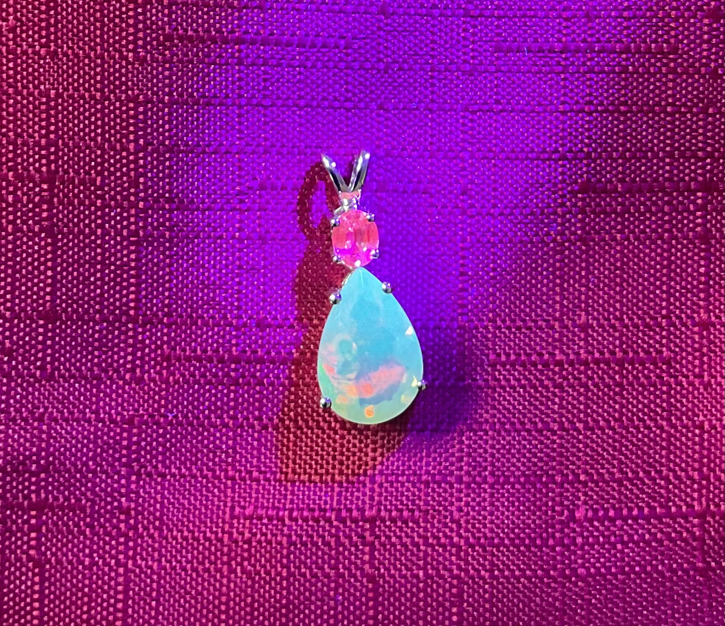 10K Ethiopian Welo Opal and Kunzite pendant (no chain) yellow gold TGGC