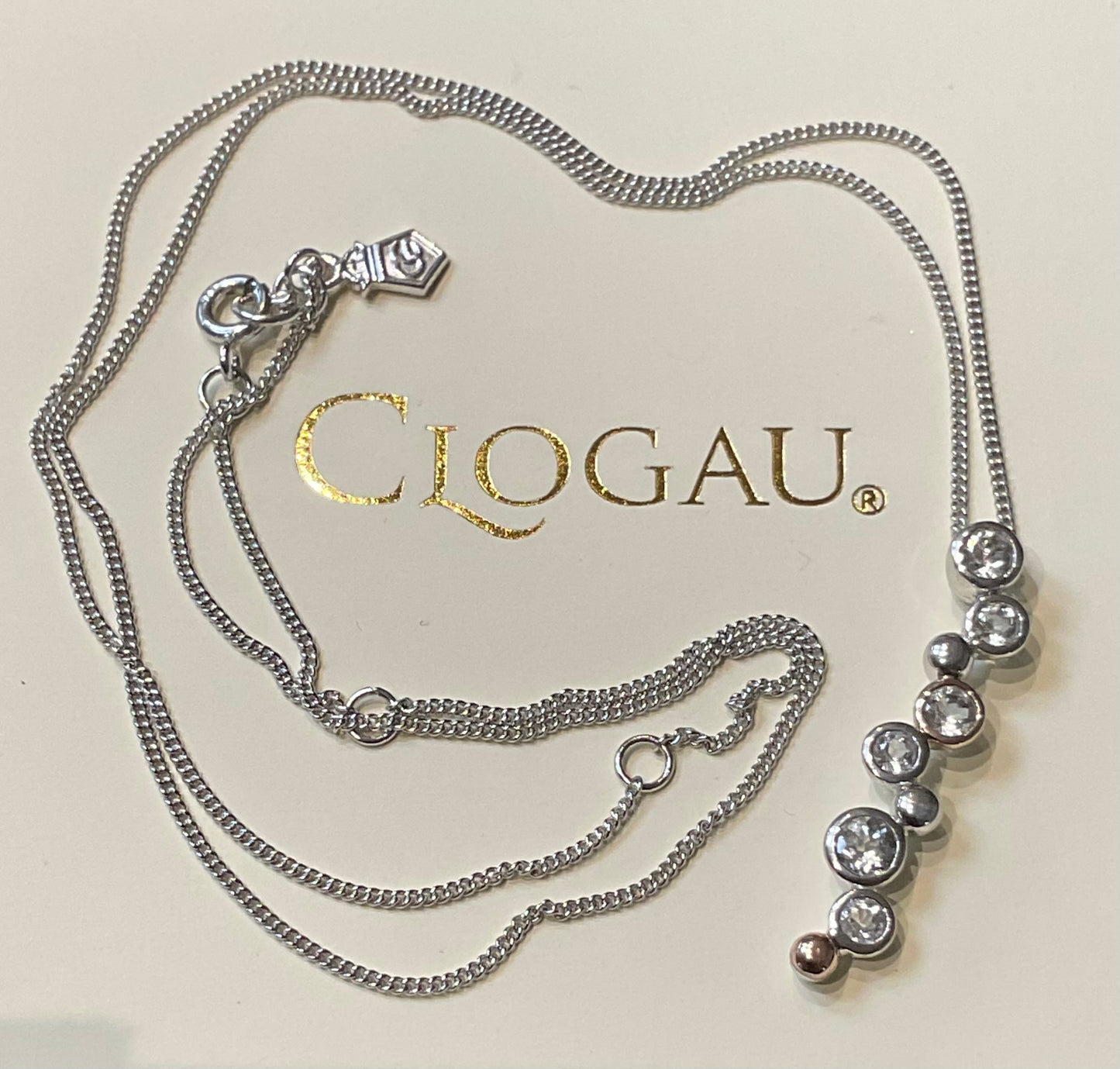 Clogau Celebration White Topaz pendant necklace 18, 20 or 22” in silver and rose gold
