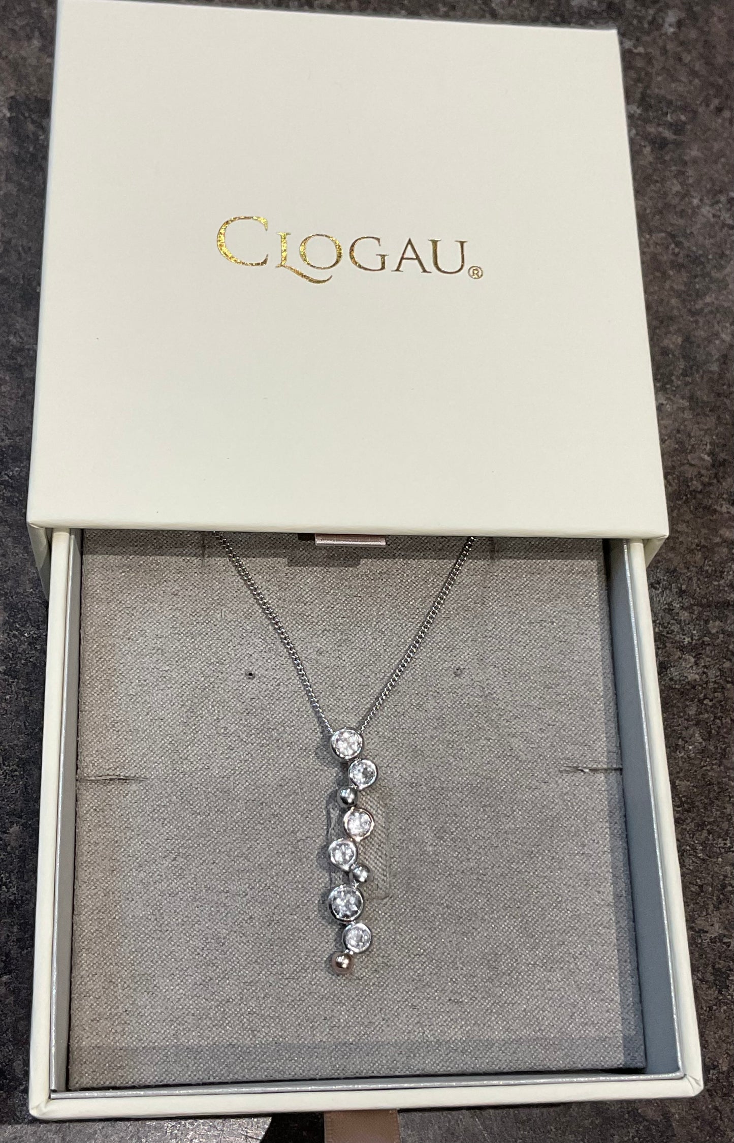 Clogau Celebration White Topaz pendant necklace 18, 20 or 22” in silver and rose gold
