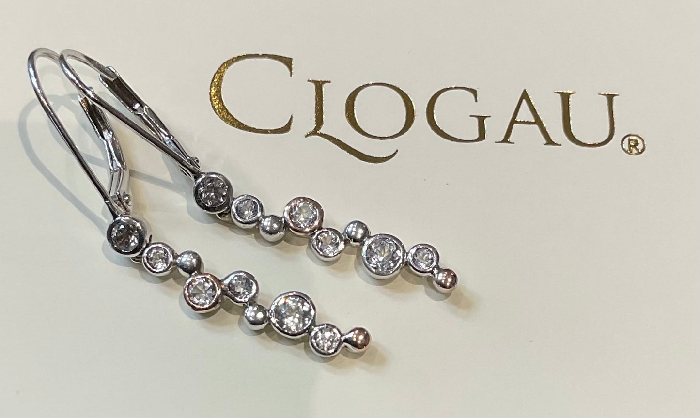 Clogau Celebration White Topaz drop earrings in silver and rose gold