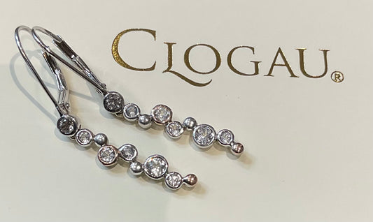 Clogau Celebration White Topaz drop earrings in silver and rose gold