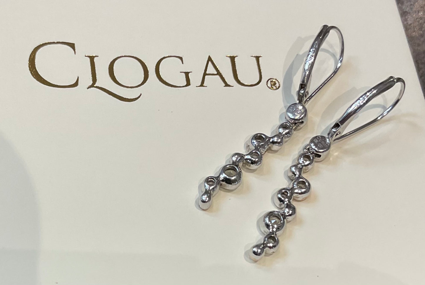 Clogau Celebration White Topaz drop earrings in silver and rose gold