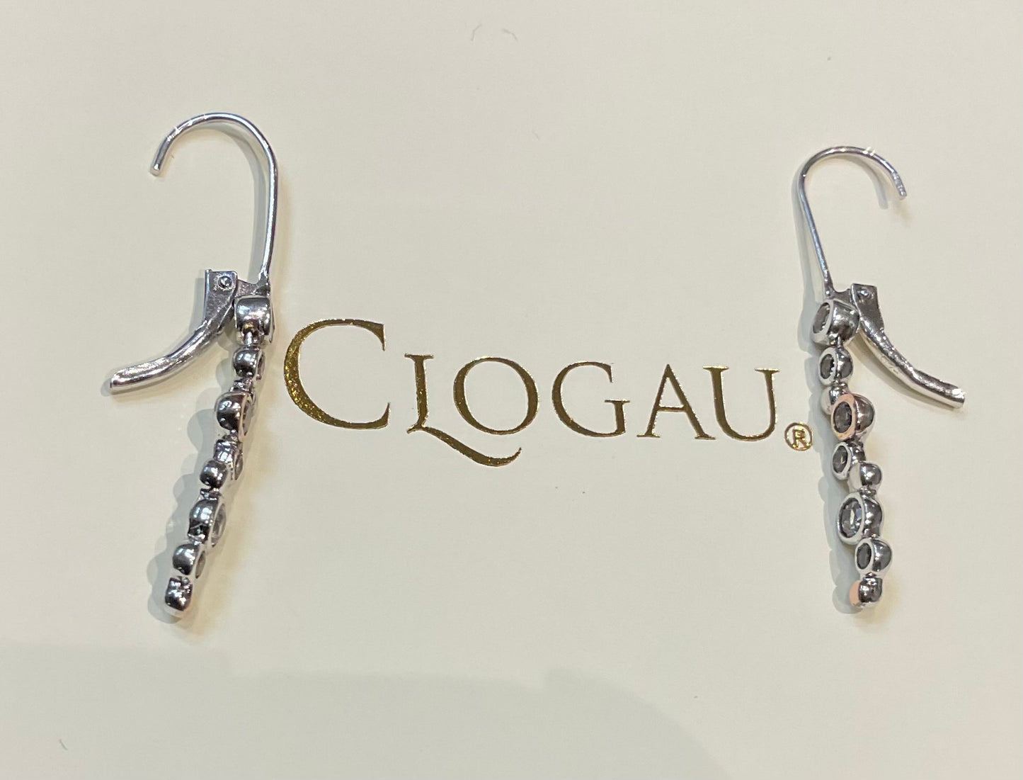 Clogau Celebration White Topaz drop earrings in silver and rose gold