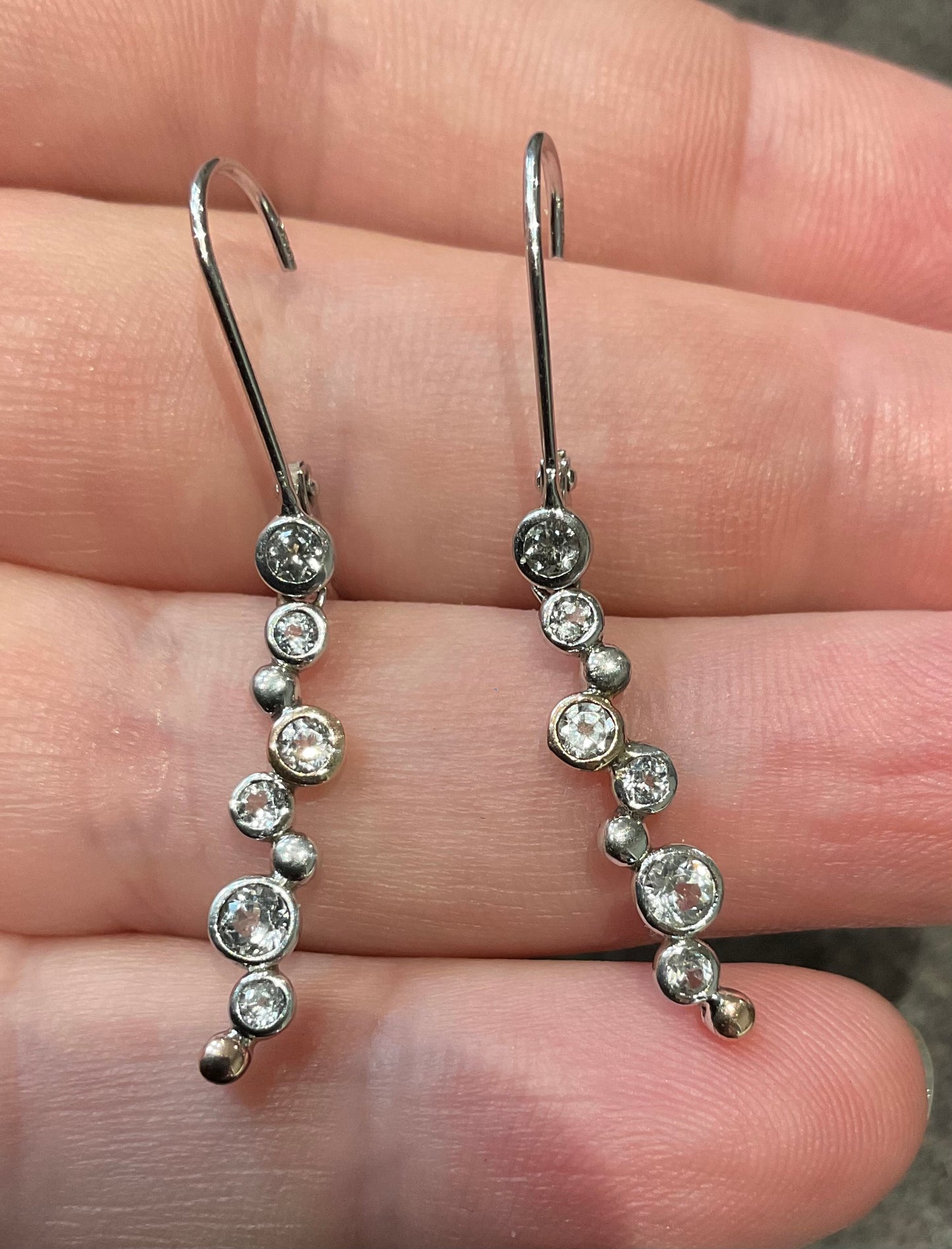 Clogau Celebration White Topaz drop earrings in silver and rose gold