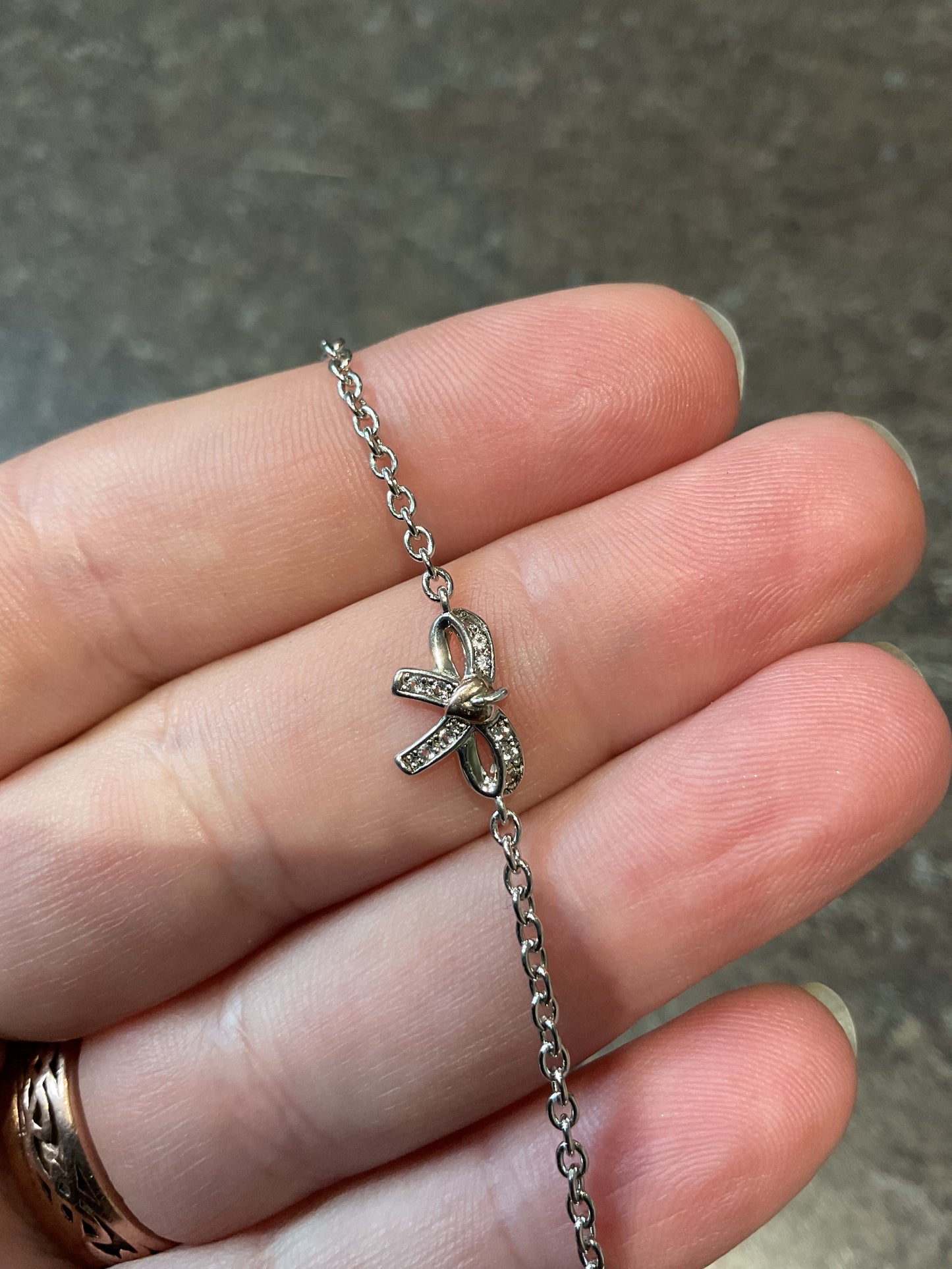 Clogau White Topaz Tree of Life Bow bracelet 17.5 - 18.5cm in silver and rose gold