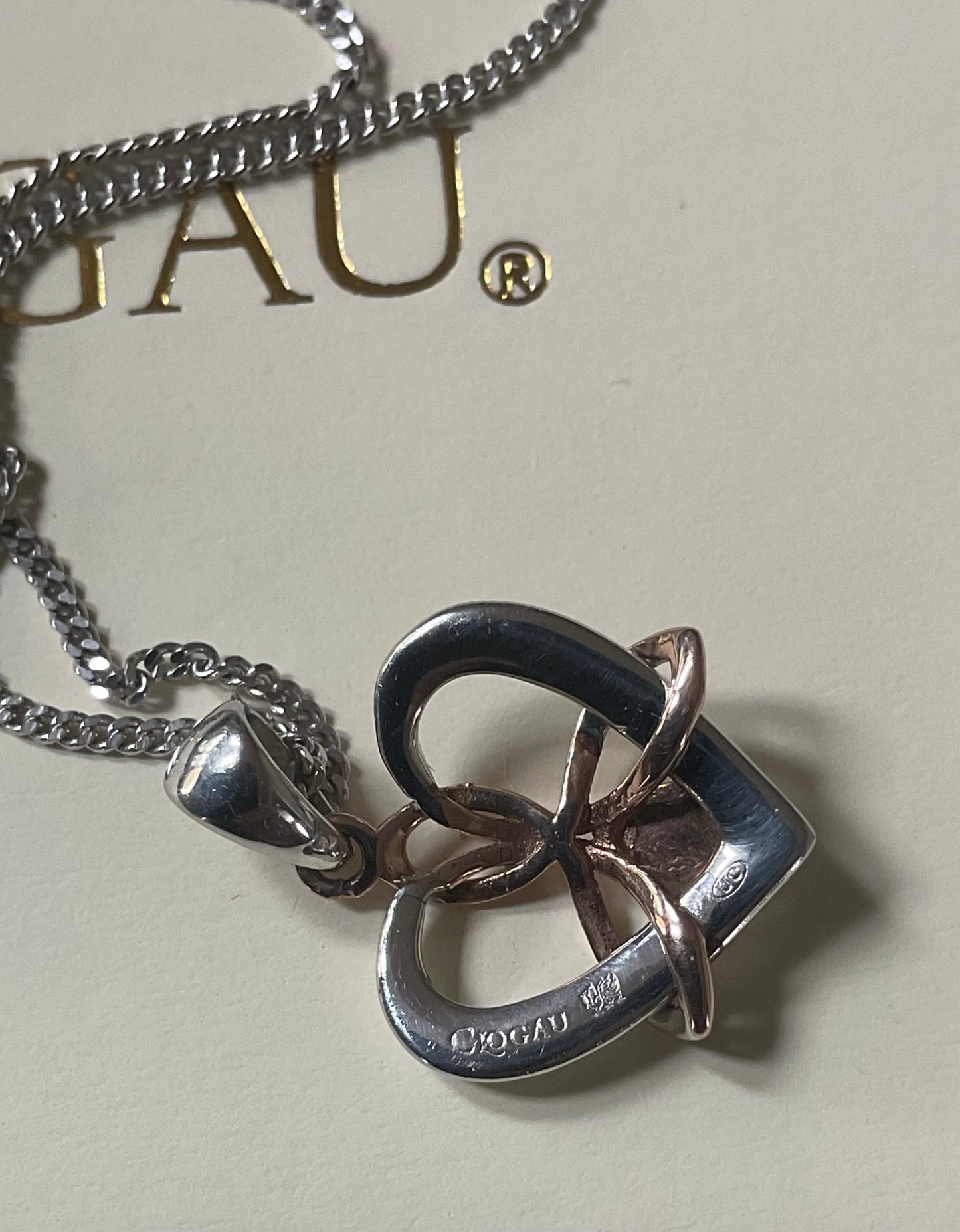 Clogau Dwynwen Forever Yours Opal Heart pendant necklace 18-22” in silver and rose gold