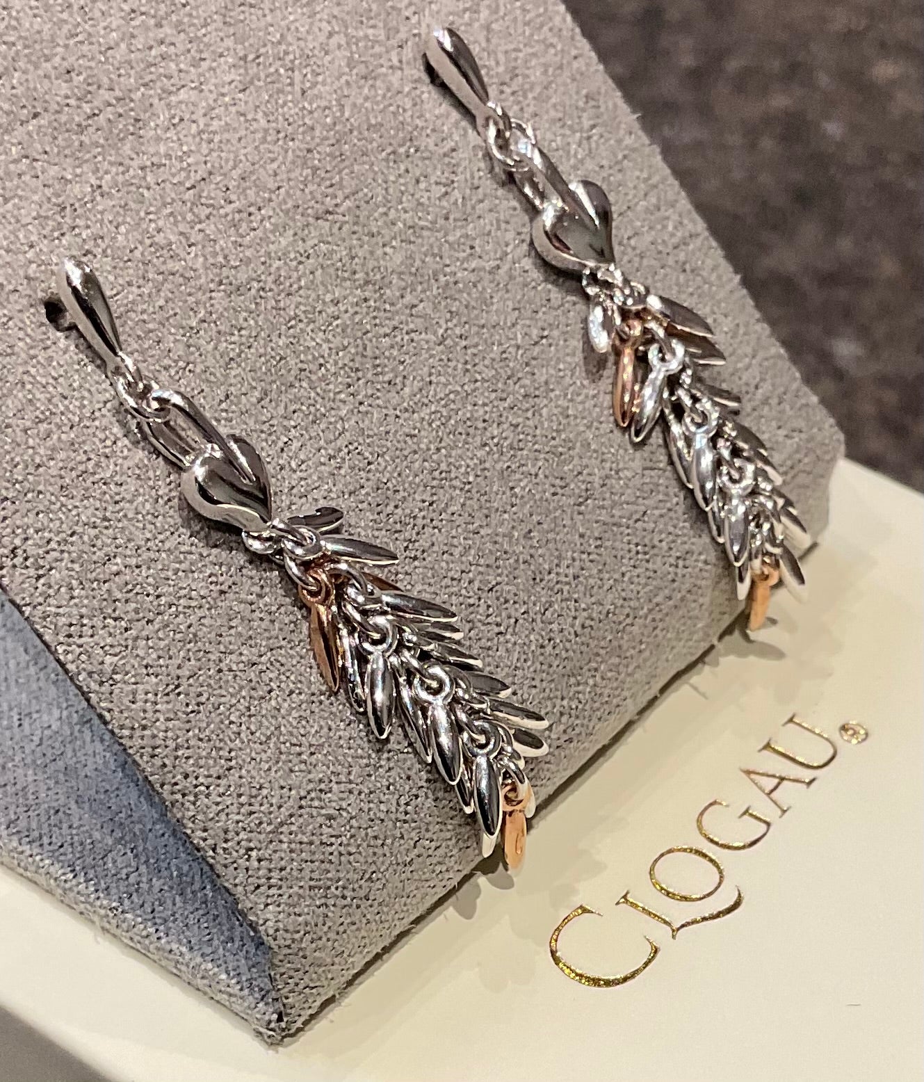 Clogau Tree of Life Evergreen drop earrings in silver and rose gold