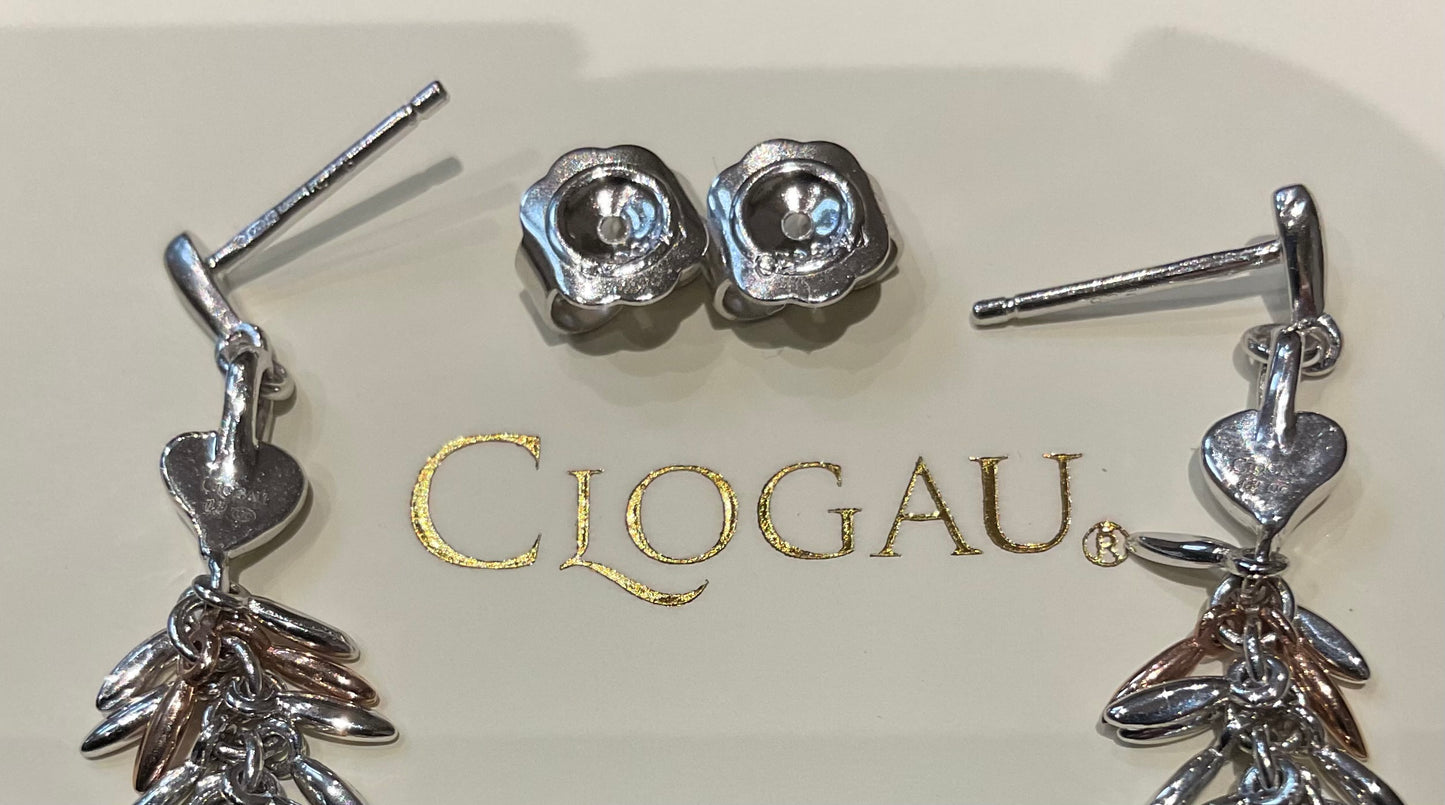Clogau Tree of Life Evergreen drop earrings in silver and rose gold