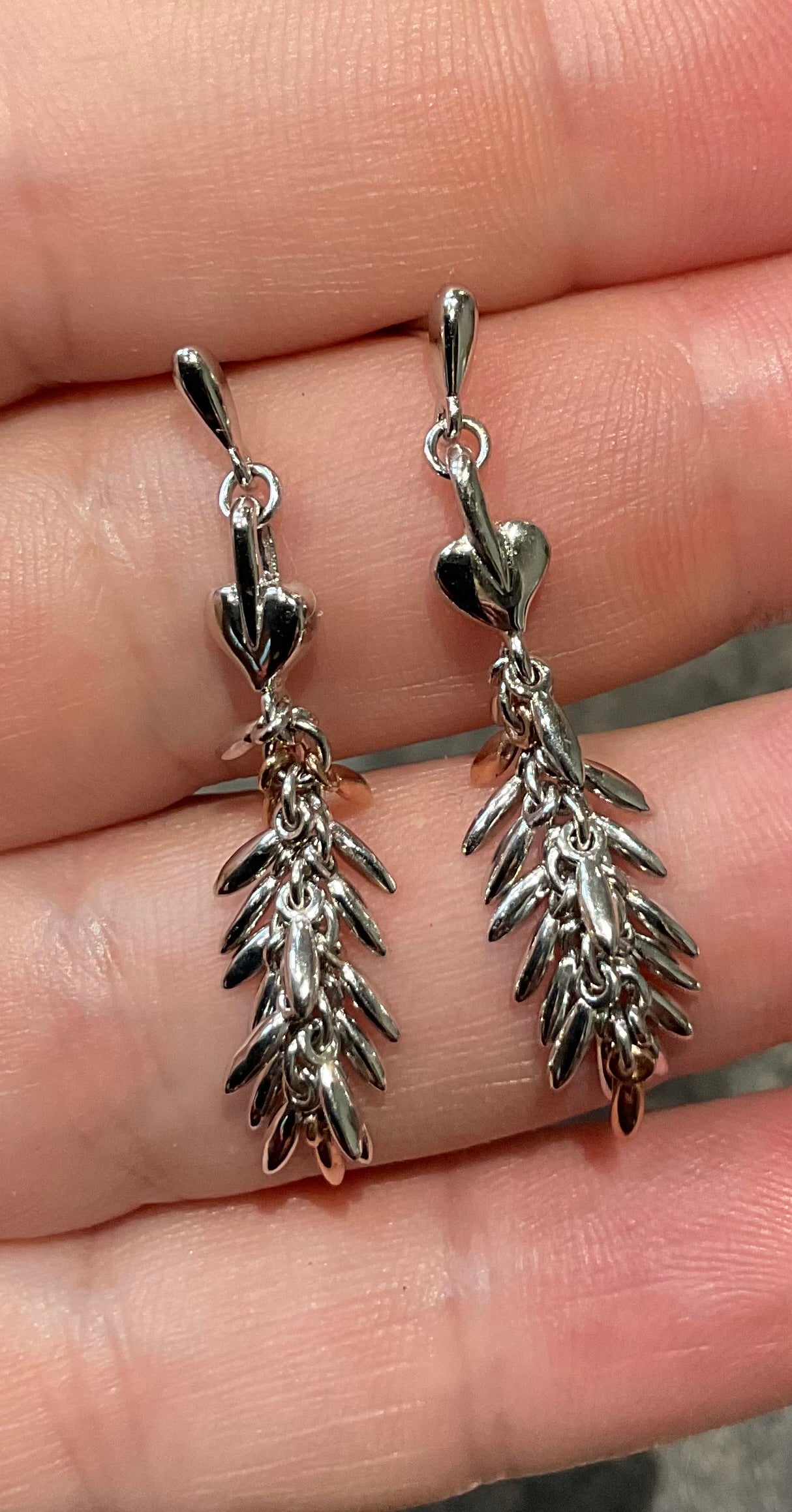 Clogau Tree of Life Evergreen drop earrings in silver and rose gold