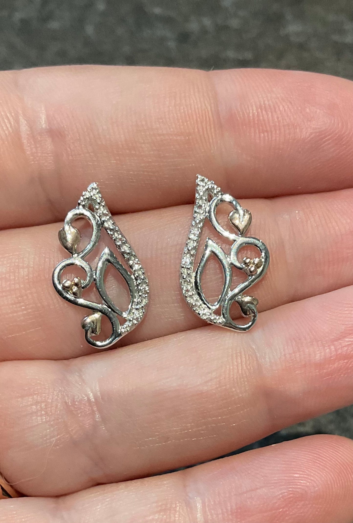 Clogau White Topaz Masque stud earrings in silver and rose gold