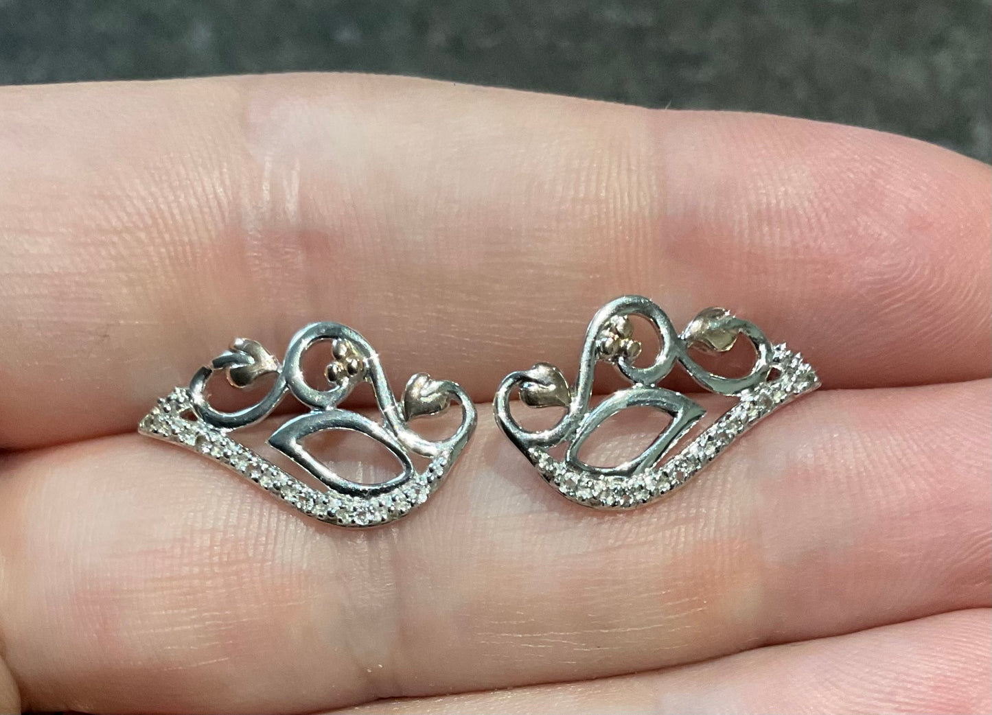 Clogau White Topaz Masque stud earrings in silver and rose gold