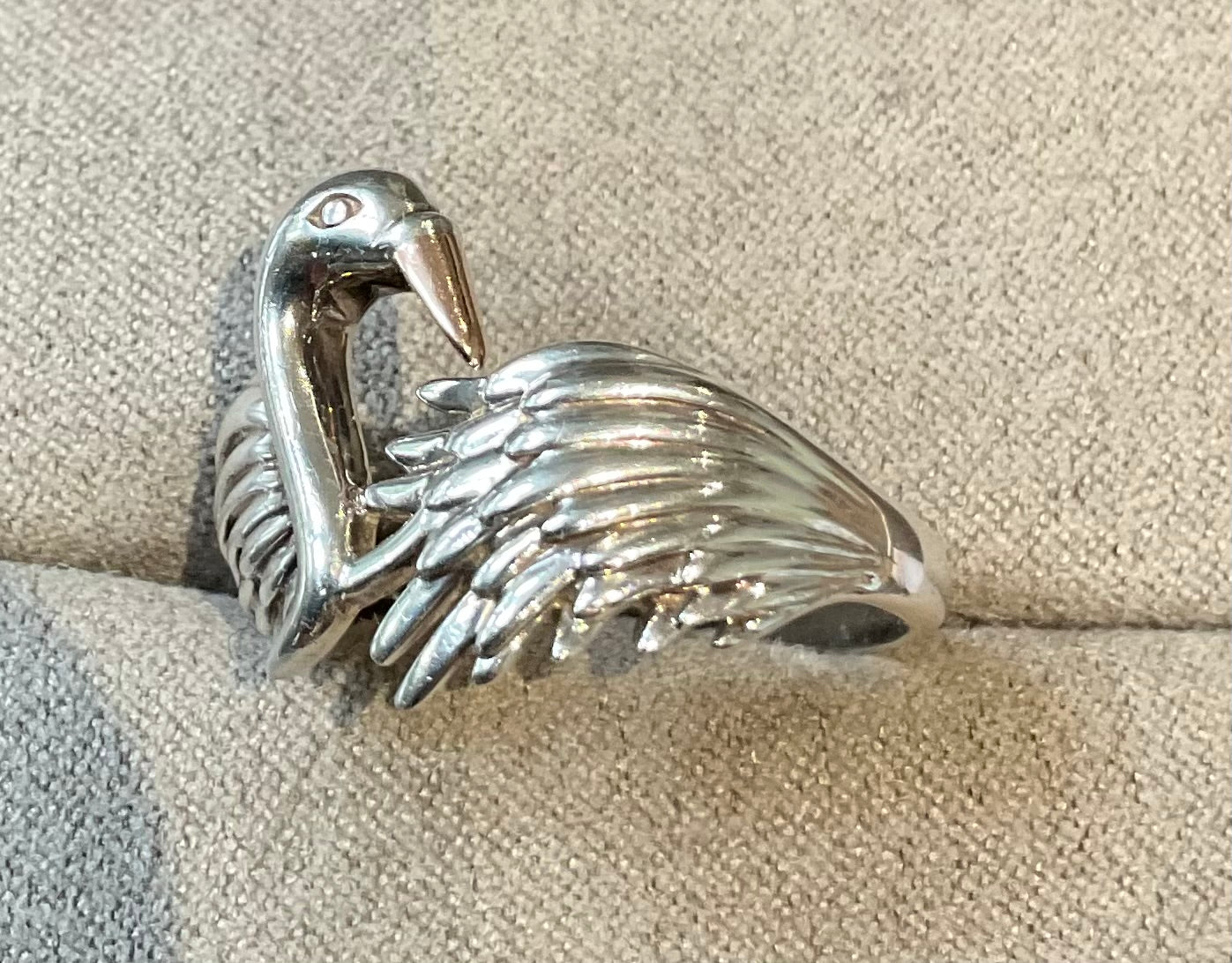 Rare Clogau Royal Swan ring size R1/2 in silver and rose gold Vintage 4.93g