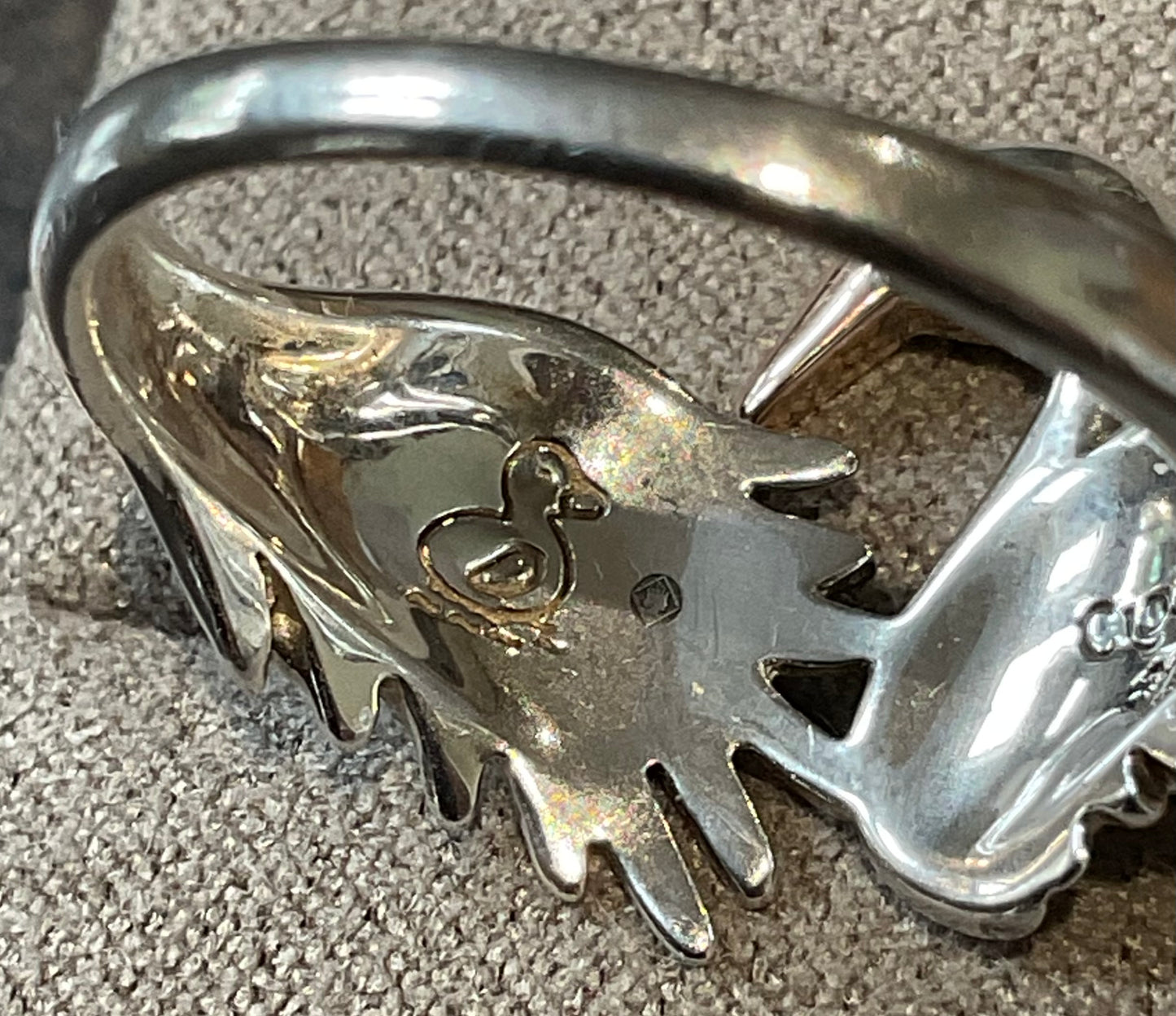 Rare Clogau Royal Swan ring size R1/2 in silver and rose gold Vintage 4.93g