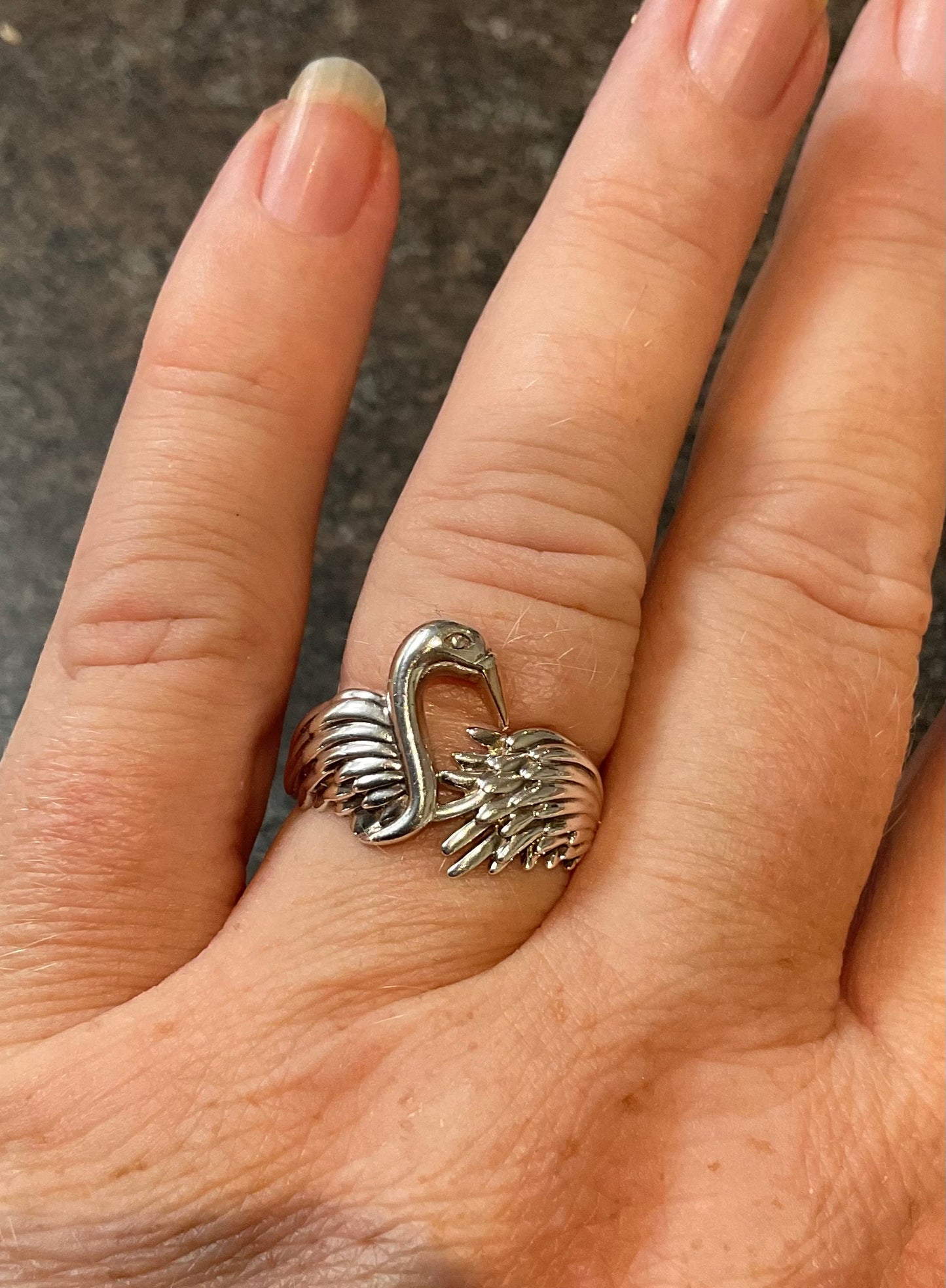 Rare Clogau Royal Swan ring size R1/2 in silver and rose gold Vintage 4.93g