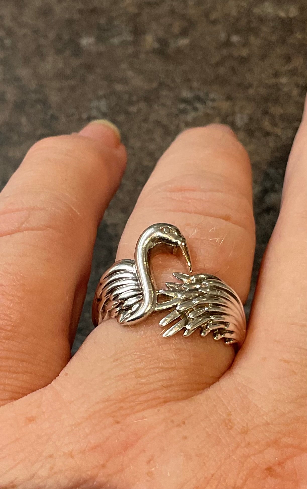 Rare Clogau Royal Swan ring size R1/2 in silver and rose gold Vintage 4.93g