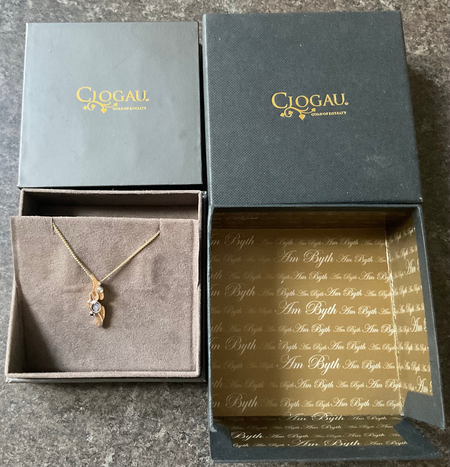 Rare Clogau 9ct Monet Waterlilies pendant necklace 18” Opal Amethyst and Moonstone cabochons yellow and white gold