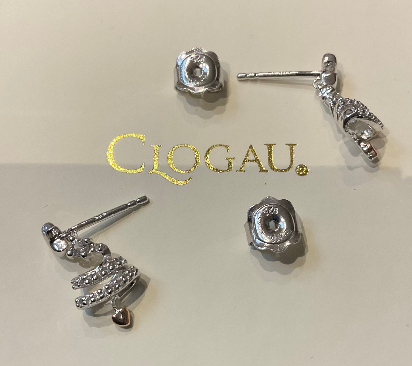 Clogau White Topaz Christmas Tree drop earrings in silver and rose gold