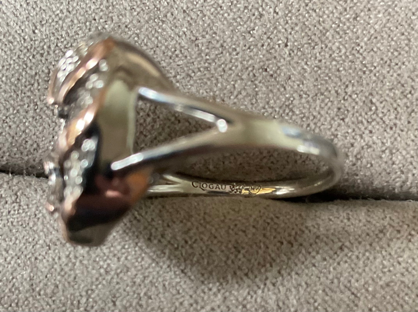 Clogau Dinas Emrys Labradorite and White Topaz ring size N in silver and rose gold